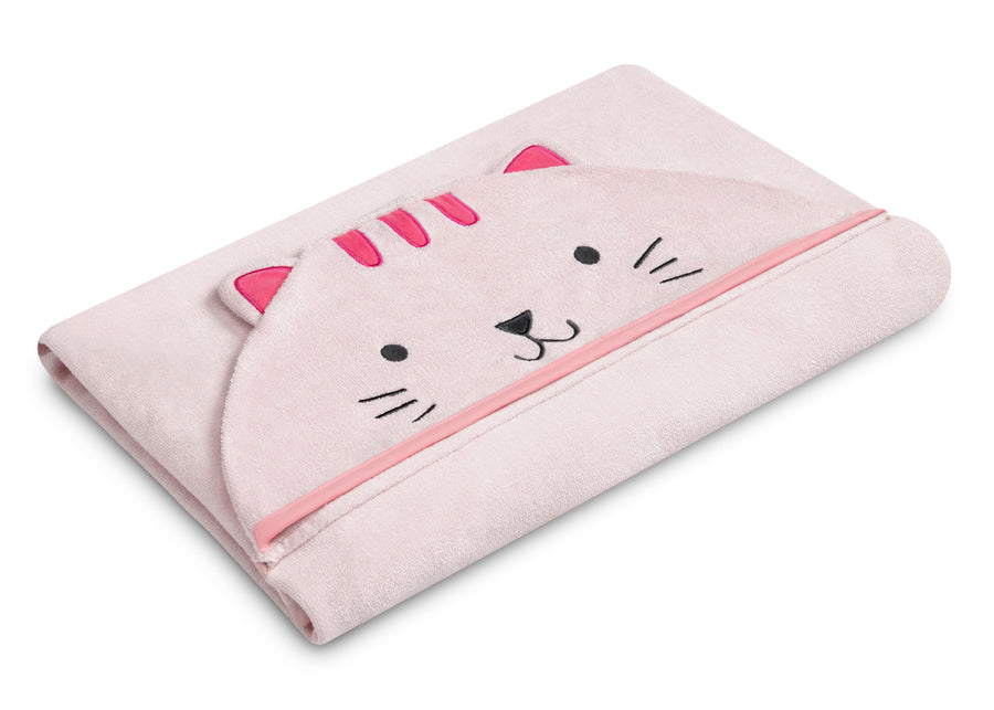 Pink Cat (1261) 2-Kids Hooded Bath Towel with Pockets