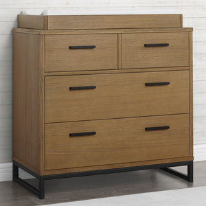 Foundry 4 Drawer Dresser with Changing Top Rustic Acorn with Matte Black (780) 29-Foundry 4 Drawer Dresser with Changing Top
