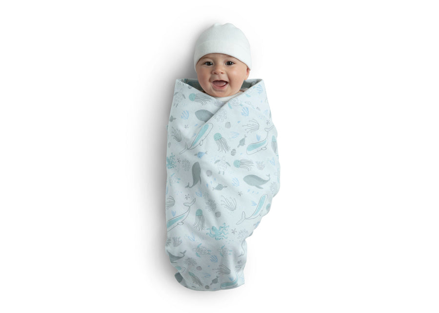 Sea Life (3236) 13-100% Organic Jersey Cotton Baby Receiving Blankets - 2 Pack