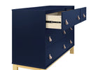 Navy with Natural (1481) 4-babyGap Legacy 6 Drawer Dresser with Leather Pulls and Interlocking Drawers