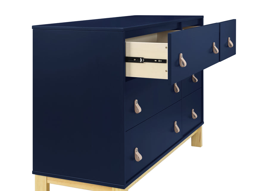 Navy with Natural (1481) 4-babyGap Legacy 6 Drawer Dresser with Leather Pulls and Interlocking Drawers