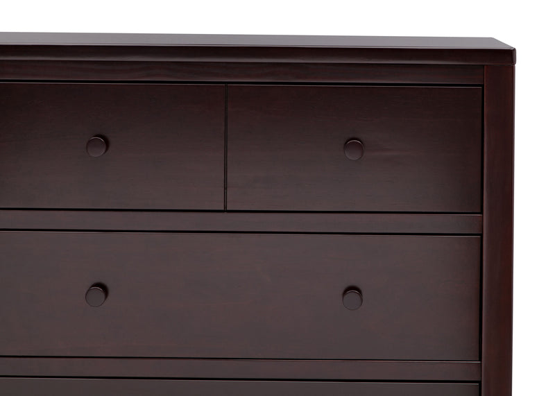 Dark wooden dresser with three drawers on a white background 17-3 Drawer Dresser with Interlocking Drawers