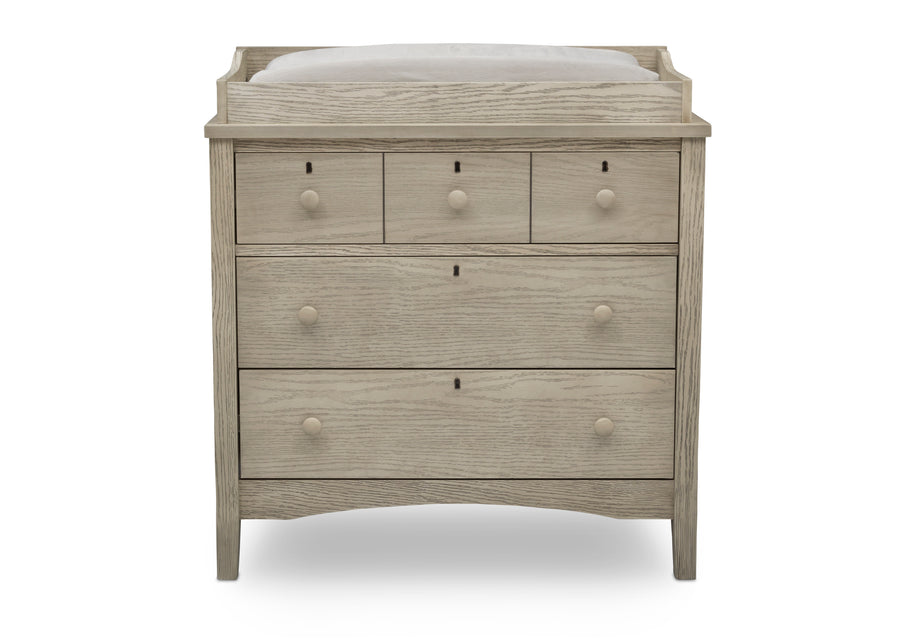 Textured Limestone (1340) 7-Farmhouse 3 Drawer Dresser with Changing Top and Interlocking Drawers