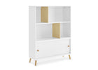 White bookshelf with wooden accents on a white background 15-Essex Bookcase