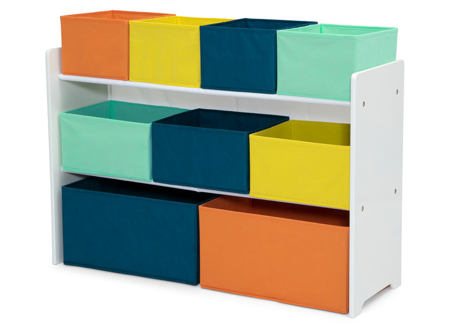 White with Navy/Green/Pastel (1289) 39-Deluxe Multi-Bin Toy Organizer with Storage Bins