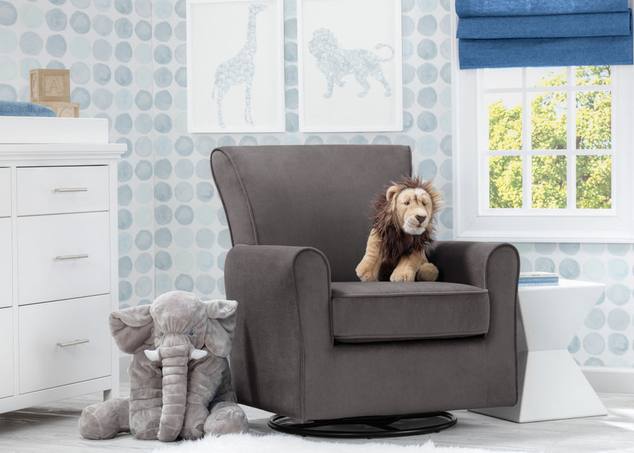 Grey Velvet (950) 15-Elena Nursery Glider Swivel Rocker Chair