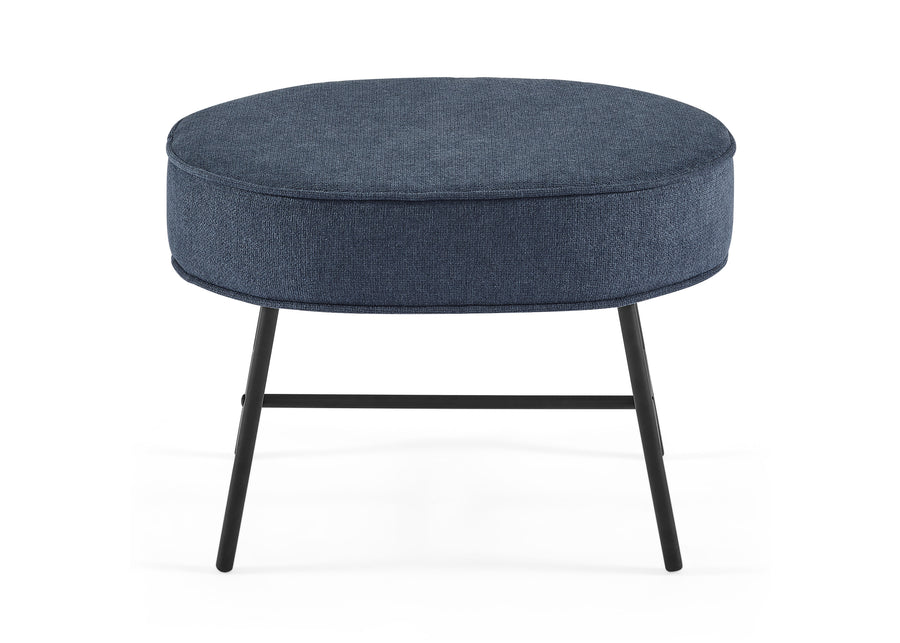 Slate Blue with Black & Natural (1421) 9-Ella Ottoman with LiveSmart Evolve Fabric
