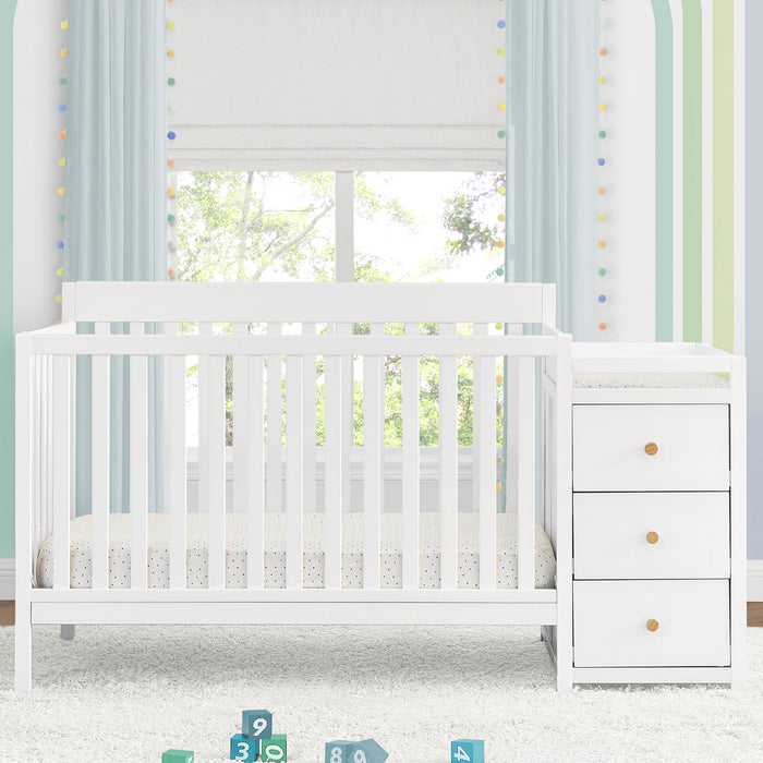 Bianca White with Natural (123) 0-Flynn 5-in-1 Convertible Crib and Changer