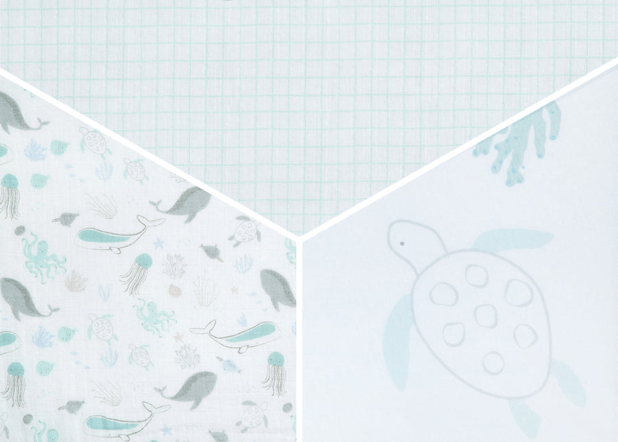 Sea Life (3236) 11-100% Organic Cotton Fitted Crib Sheets - 3 Pack