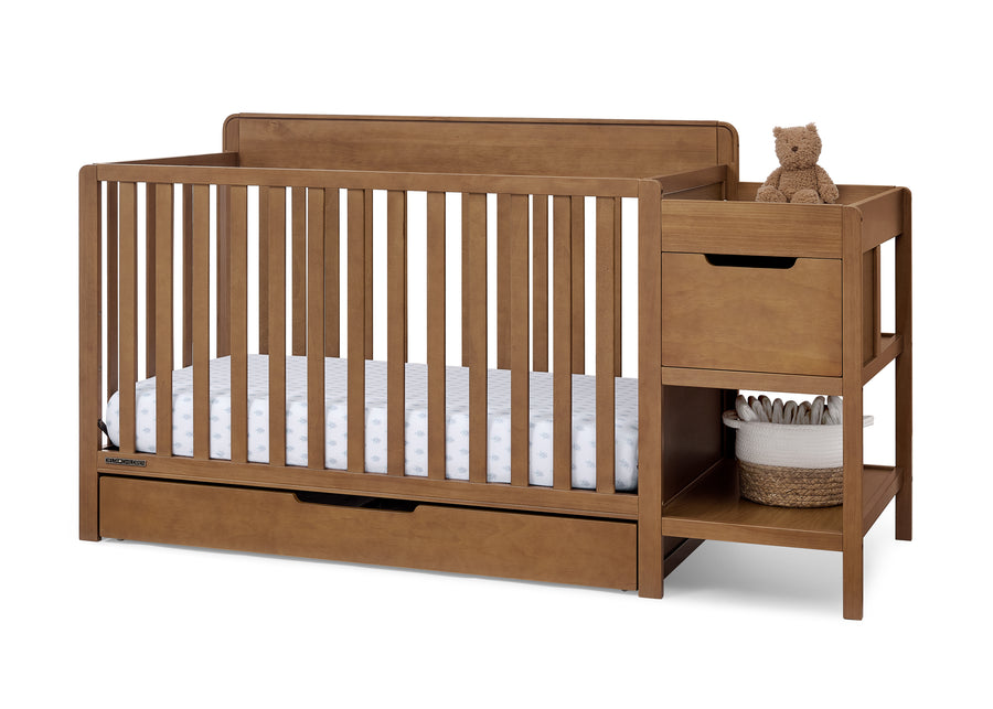 Chestnut (836) 25-Maya 5-in-1 Convertible Crib and Changer with Storage