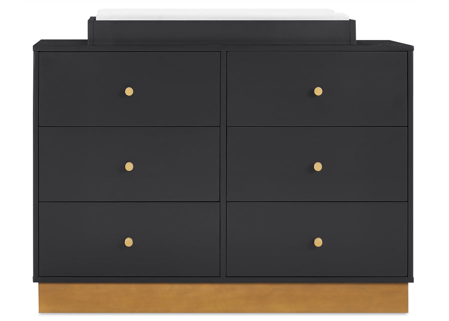 Midnight Grey with Acorn (1510) 2-James 6 Drawer Dresser with Changing Top and Interlocking Drawers