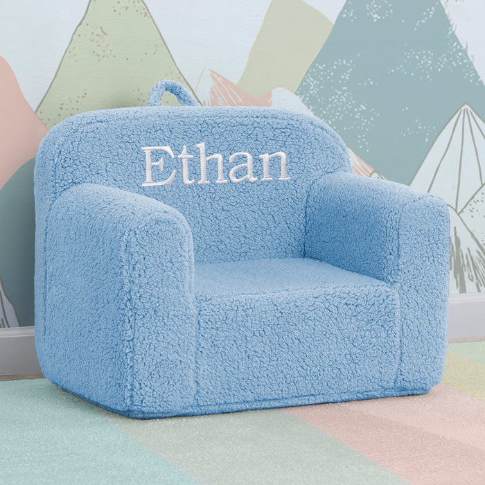 Powder Blue (1291) 3-Personalized Cozee Sherpa Chair for Kids