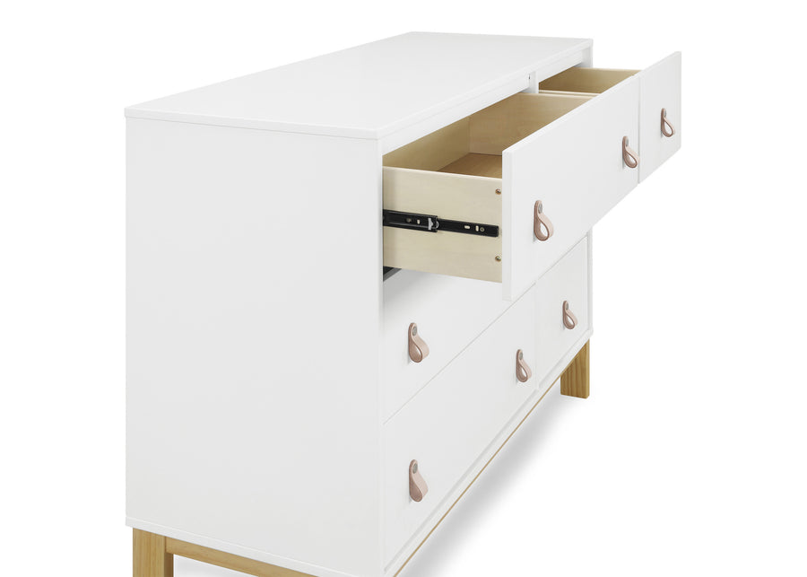 Bianca White with Natural (123) 20-babyGap Legacy 6 Drawer Dresser with Leather Pulls and Interlocking Drawers