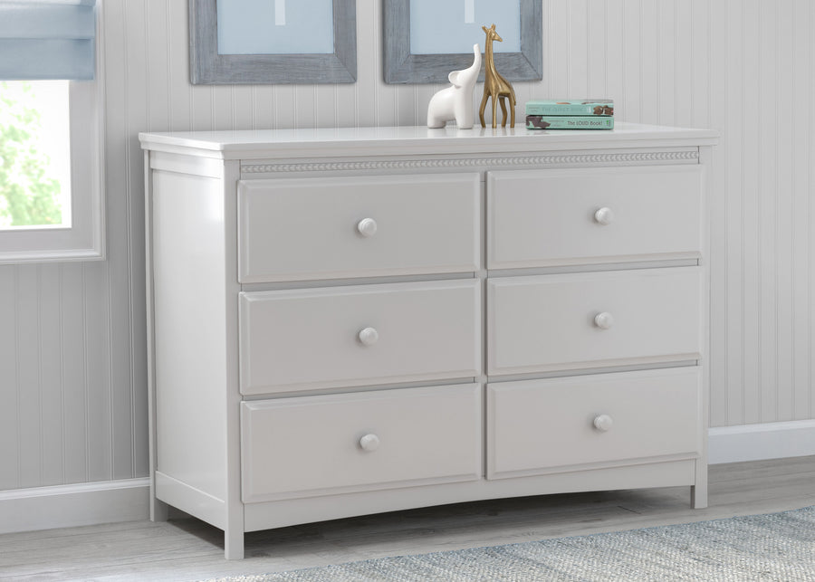 Bianca White (130) 5-Emerson 6 Drawer Dresser with Interlocking Drawers