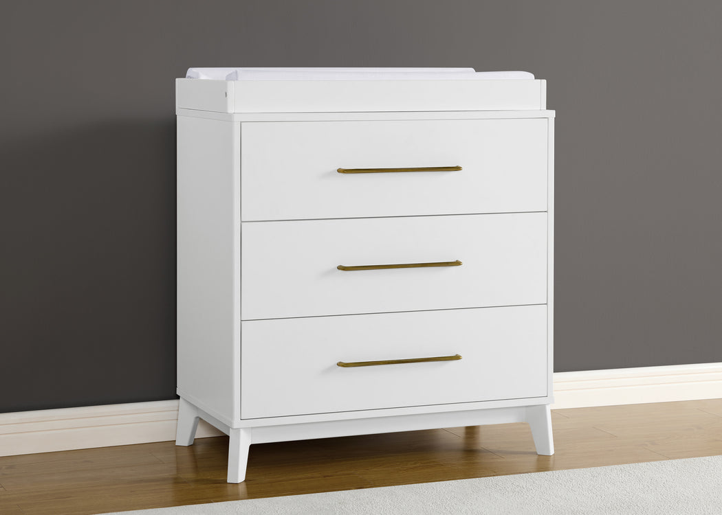 Spencer 3 Drawer Dresser with Changing Top and Interlocking DrawersBianca White (130)