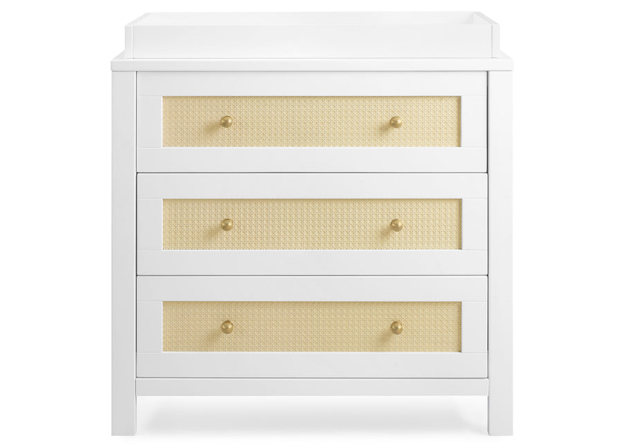 Bianca White with Textured Almond (1508) 7-Theo 3 Drawer Dresser with Changing Top