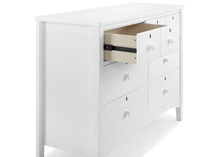 Textured White (1349) 5-Farmhouse 6 Drawer Dresser with Interlocking Drawers