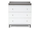 Delta Children White / Grey (027) Tribeca Three-Drawer Dresser Front View with Changing Top a3a 3-Tribeca 3 Drawer Dresser
