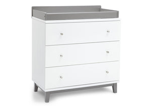Delta Children White / Grey (027) Tribeca Three-Drawer Dresser Side View 1 with Changing Top a4a 5-Tribeca 3 Drawer Dresser
