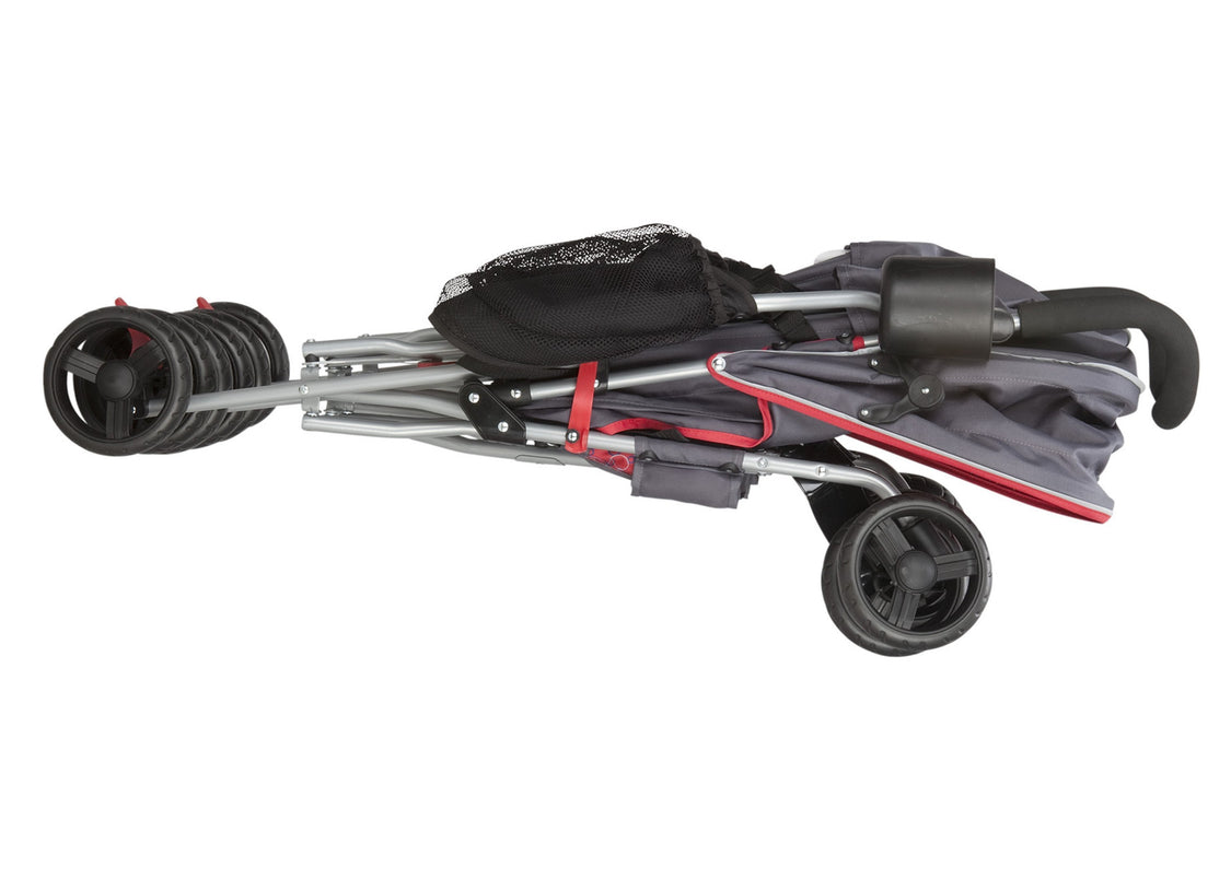 Delta Children Grey & Red (026) LX Side by Side Stroller (11701) Folded