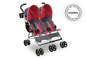 Grey & Red (026) 1-LX Side by Side Stroller