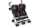 Delta Children Red Triangular (2246) LX Plus Side x Side Double Stroller (11709), Angled with Canopy, b1b 10-LX Plus Side x Side Double Stroller