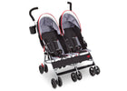 Delta Children Red Triangular (2246) LX Plus Side x Side Double Stroller (11709), Angled No Canopy, b3b 11-LX Plus Side x Side Double Stroller