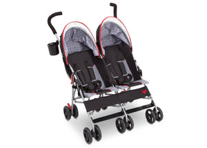Delta Children Red Triangular (2246) LX Plus Side x Side Double Stroller (11709), Angled No Canopy, b3b 10-LX Plus Side x Side Double Stroller