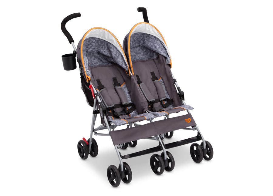 Delta Children Maze (817) LX Plus Side x Side Double Stroller (11709), Angled No Canopy, a3a 3-LX Plus Side x Side Double Stroller