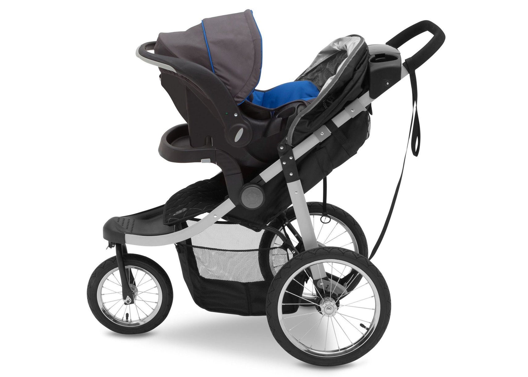 Delta Children J is for Jeep Brand Trek Grey Tonal (0261) Cross Country All Terrain Jogging Stroller Full Left Side View a2a