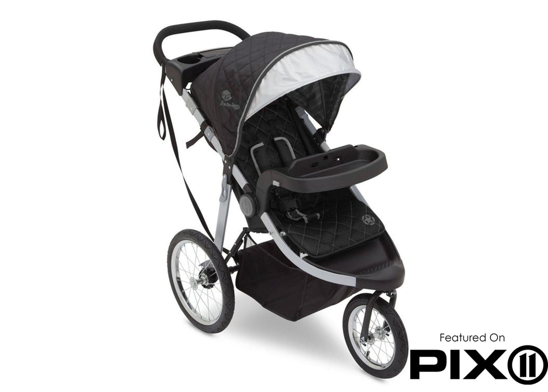 Delta Children J is for Jeep Brand Trek Grey Tonal (0261) Cross Country All Terrain Jogging Stroller Folded a4a