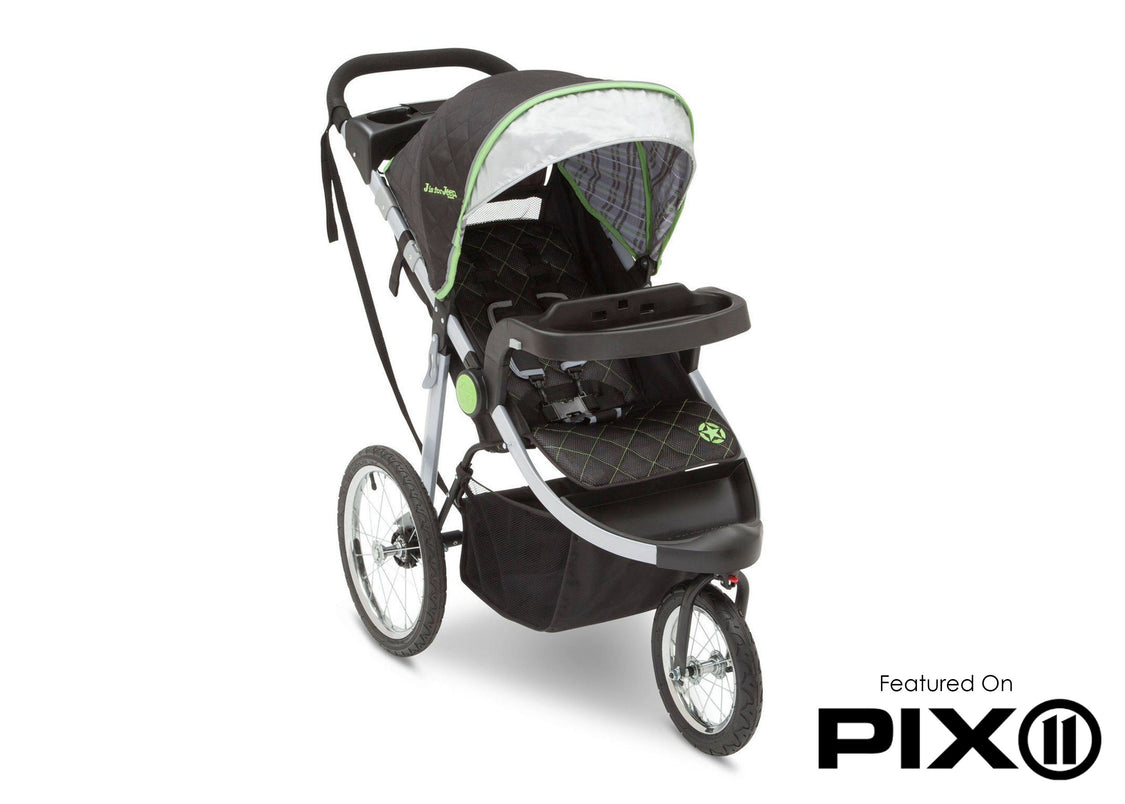 Delta Children J is for Jeep Brand Fairway (340) Cross Country All Terrain Jogging Stroller folded, f6f