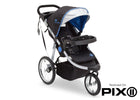Delta Children J is for Jeep Brand Trek Blue Tonal (436) Cross Country All Terrain Jogging Stroller Folded b6b 26-J is for Jeep® Brand Cross-Country All-Terrain Jogging Stroller