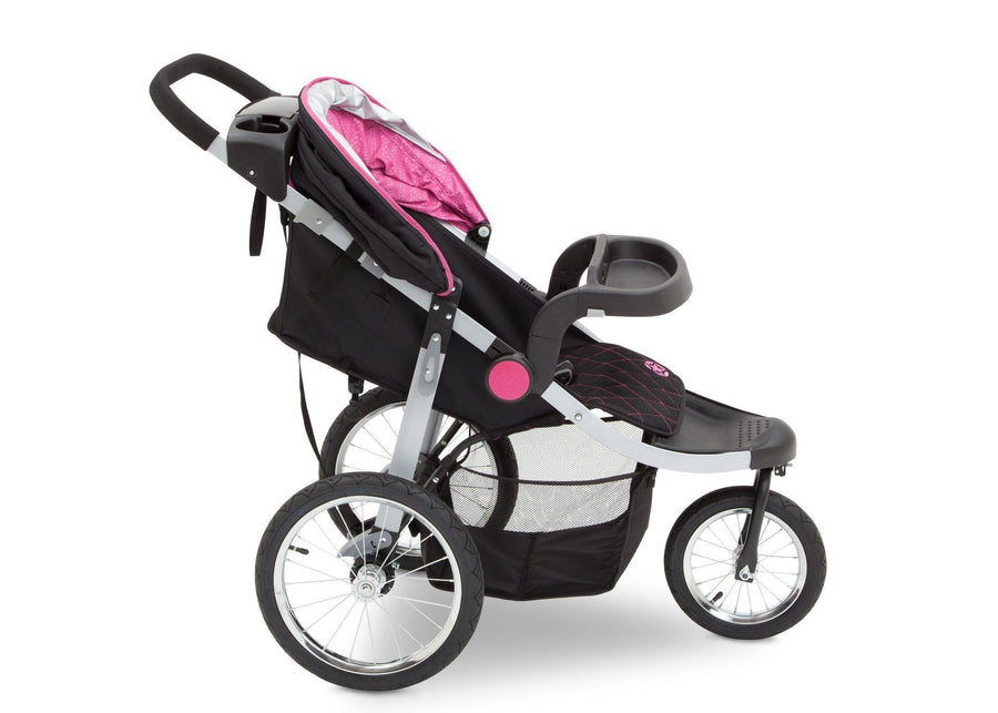 Delta Children J is for Jeep Brand Trek Pink Tonal (656) Cross Country All Terrain Jogging Stroller Full Right Side View, with Child Tray  c3c 10-J is for Jeep® Brand Cross-Country All-Terrain Jogging Stroller