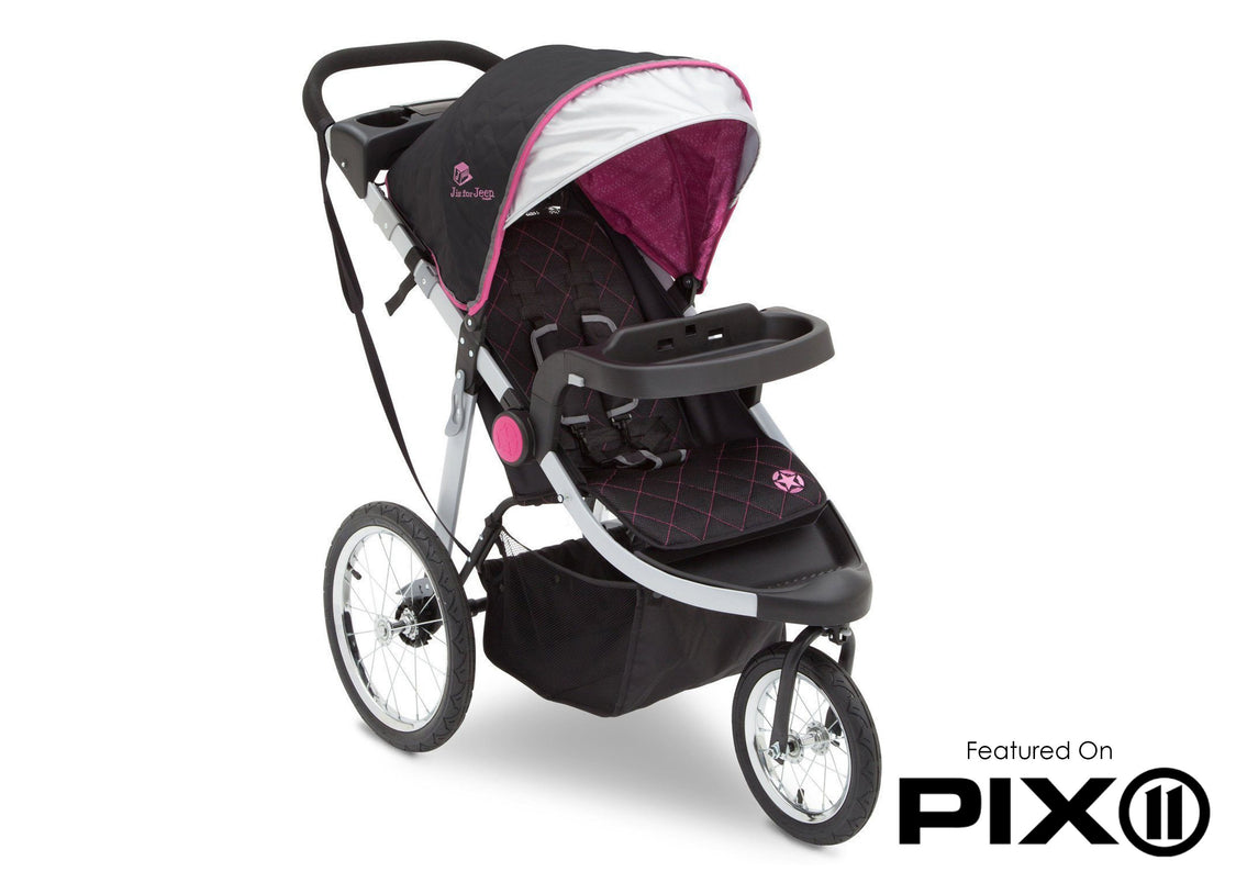 Delta Children J is for Jeep Brand Trek Pink Tonal (656) Cross Country All Terrain Jogging Stroller Folded c6c