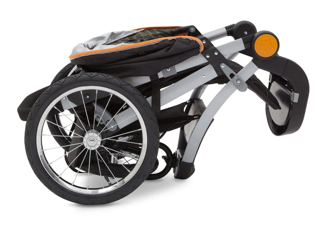Delta Children J is for Jeep Brand Trek Orange (835) Cross Country All Terrain Jogging Stroller, Folded d4d