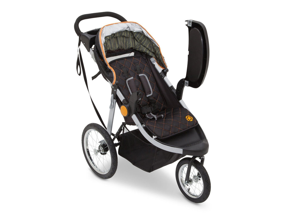 Delta Children J is for Jeep Brand Trek Orange (835) Cross Country All Terrain Jogging Stroller Right Side View d2d
