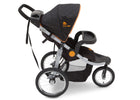 Delta Children J is for Jeep Brand Trek Orange (835) Cross Country All Terrain Jogging Stroller Full Right Side View, with Canopy and Child Tray d3d 14-J is for Jeep® Brand Cross-Country All-Terrain Jogging Stroller