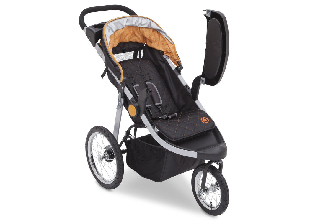 Delta Children J is for Jeep Brand Trek Orange Tonal (838) Cross Country All Terrain Jogging Stroller Right Side View e2e