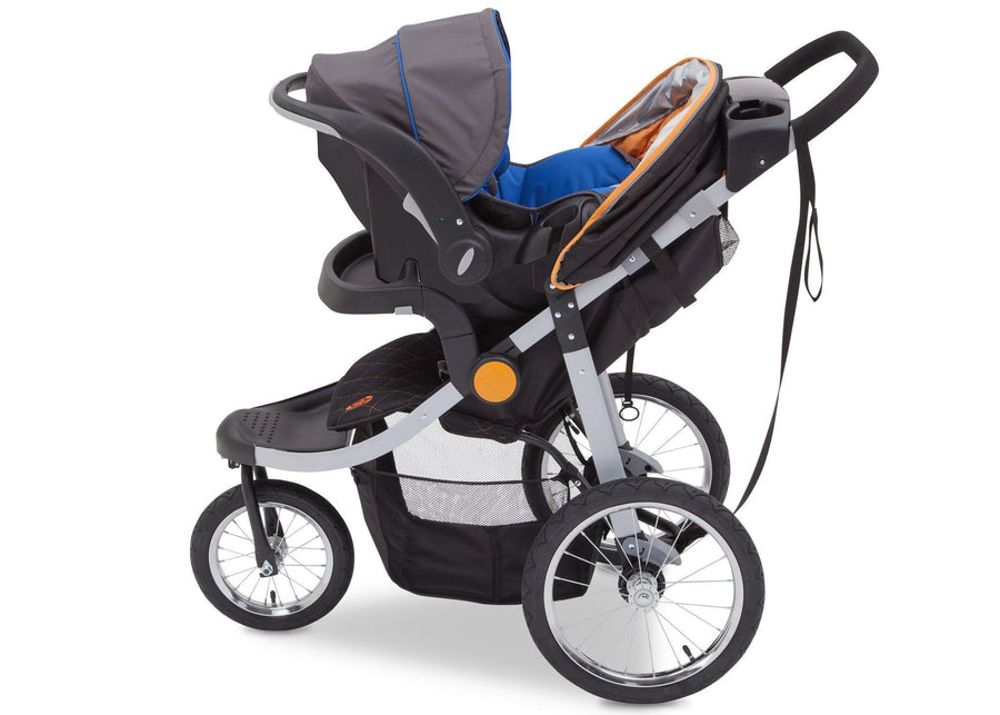 Delta Children J is for Jeep Brand Trek Orange Tonal (838) Cross Country All Terrain Jogging Stroller Full Left Side View e4e 18-J is for Jeep® Brand Cross-Country All-Terrain Jogging Stroller