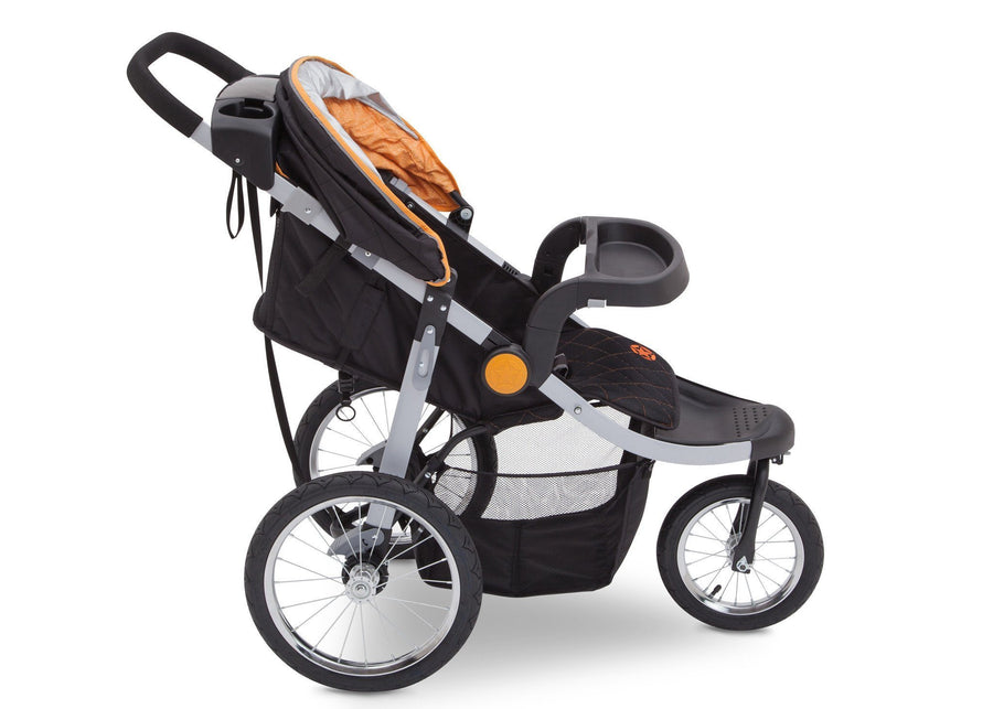 Delta Children J is for Jeep Brand Trek Orange Tonal (838) Cross Country All Terrain Jogging Stroller Full Right Side View e3e 17-J is for Jeep® Brand Cross-Country All-Terrain Jogging Stroller