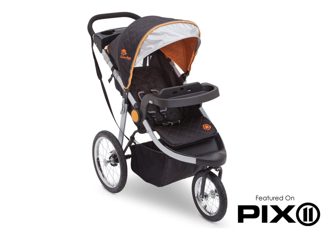 Delta Children J is for Jeep Brand Trek Orange Tonal (838) Cross Country All Terrain Jogging Stroller Folded e5e