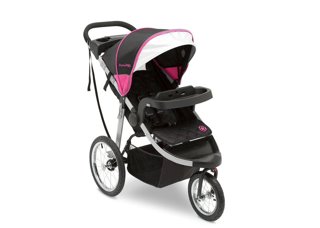 Jeep Unlimited Range Jogger by Delta Children, Trek Pink Tonal (656) with extendable European-style canopy