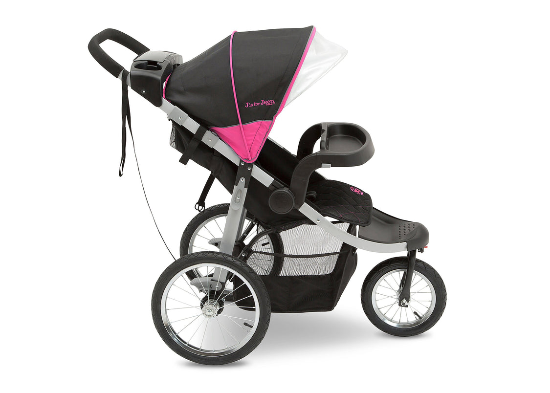 Jeep Unlimited Range Jogger by Delta Children, Trek Pink Tonal (656) with extra-large undercarriage storage bin