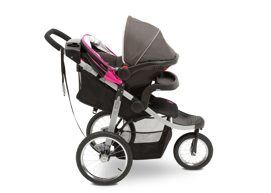 Jeep Unlimited Range Jogger by Delta Children, Trek Pink Tonal (656) with extendable European-style canopy