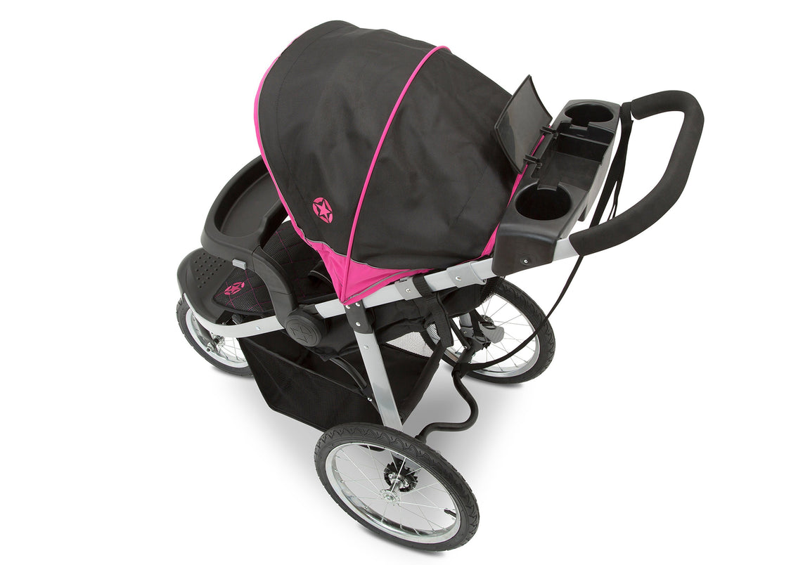 Jeep Unlimited Range Jogger by Delta Children, Trek Pink Tonal (656) with cup holders and smart phone storage