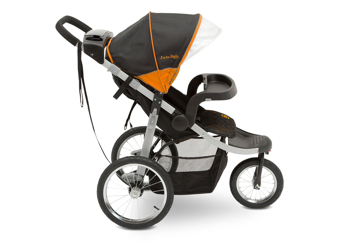 Jeep Unlimited Range Jogger by Delta Children, Trek Orange (835) with extra-large undercarriage storage bin