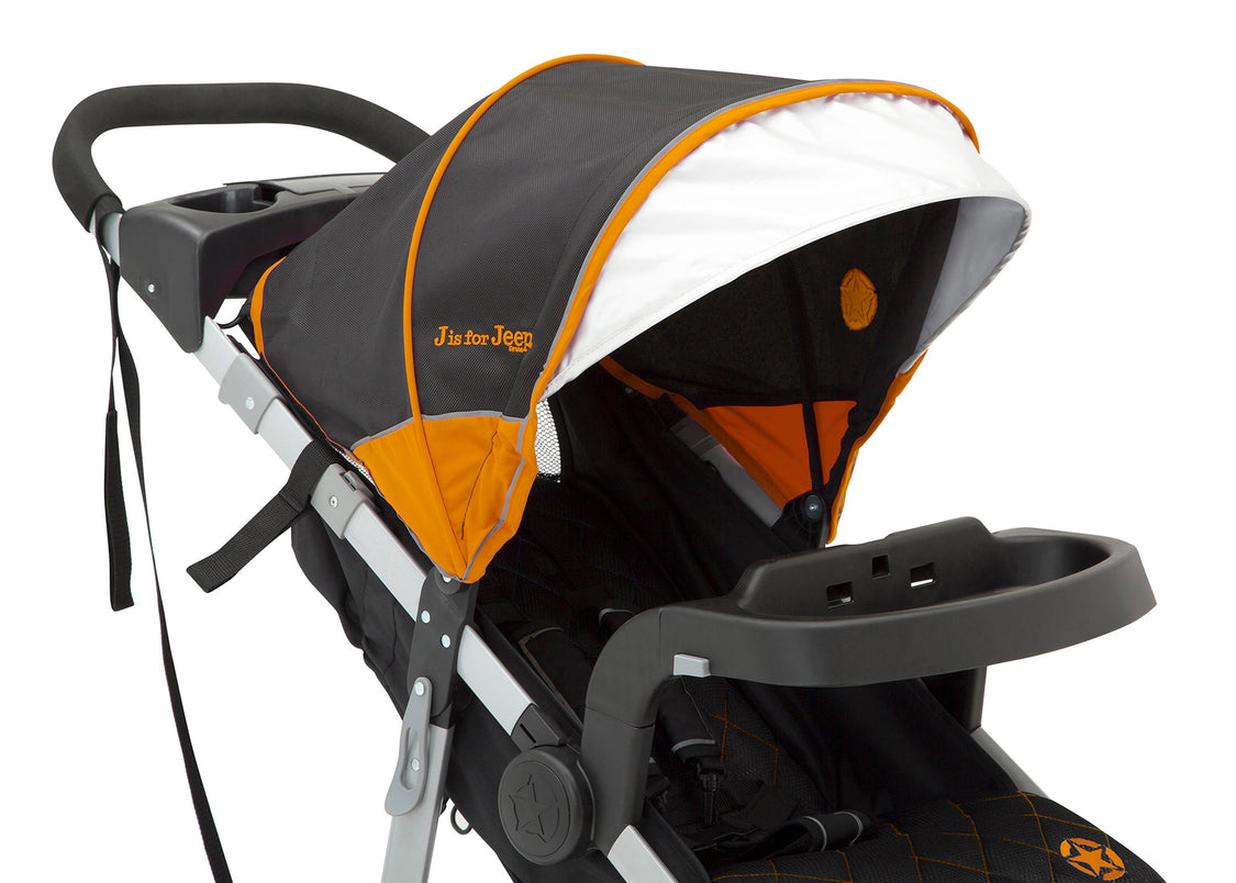 Jeep Unlimited Range Jogger by Delta Children, Trek Orange (835) with extendable European-style canopy