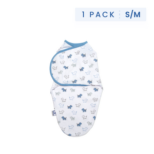 Boy (5003) 14-Little Lambs Adjustable Swaddle Wrap - Size Small/Medium, Fits Babies 0-3 Months/7-14 lbs.