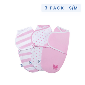 Girl (5004) 4-Little Lambs Adjustable Swaddle Wrap - Size Small/Medium, Fits Babies 0-3 Months/7-14 lbs., 3-Pack
